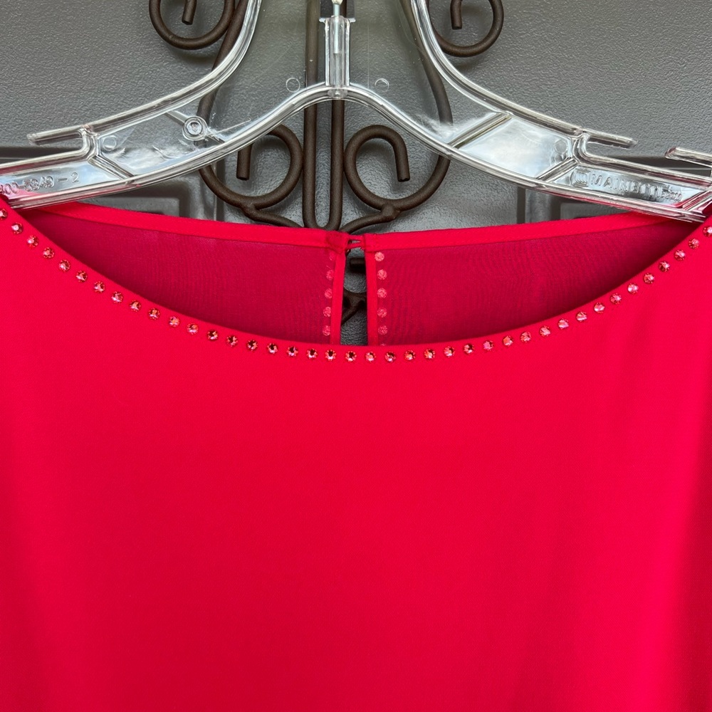 ST. JOHN evening dress maxi flutter sleeve cape cady solid pink valentine size 6 - Picture 8 of 14
